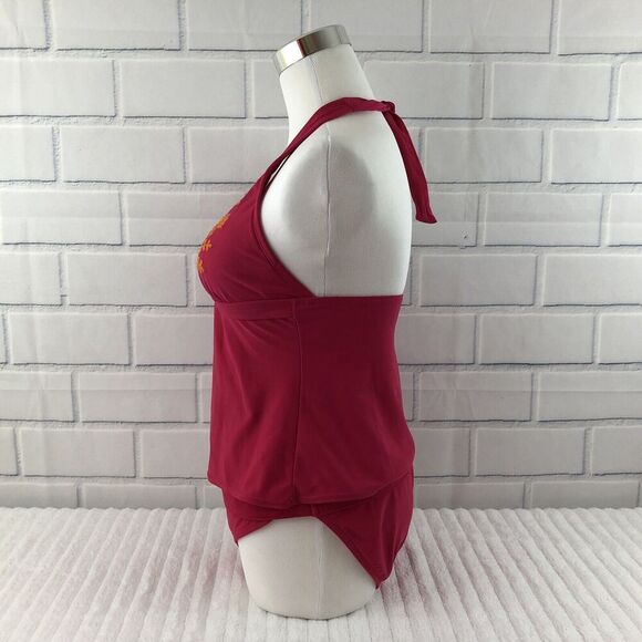 Calypso St Barth For Target Tankini Swimsuit Sz S Embroidered Halter Pink Orange - Picture 6 of 8